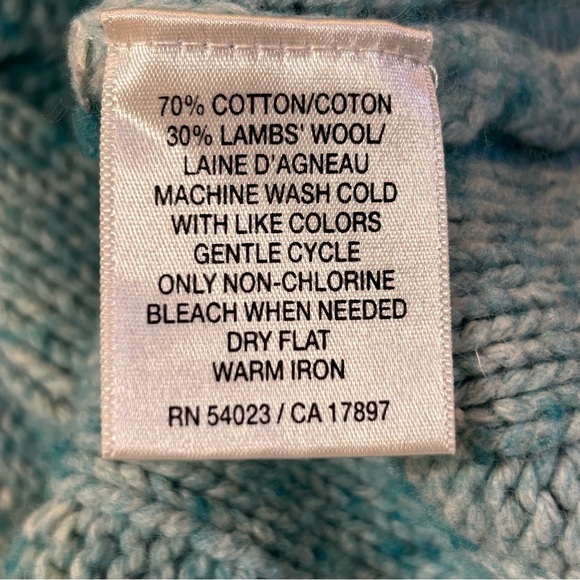 Old Navy Chunky Cable Knit V-neck Fisherman's Sweater Teal Size Medium - Picture 13 of 14